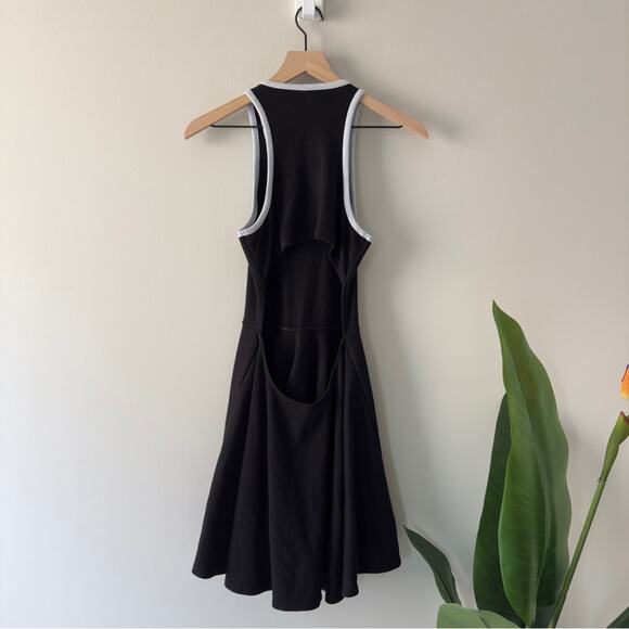 Anthropologie Daily Practice Cutout Back Black White A-Line Mini Dress Athletic - Picture 2 of 10